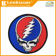 Custom four colors round skull Applique Embroidery patch