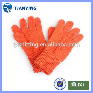 Women acrylic five fingers knitted gloves