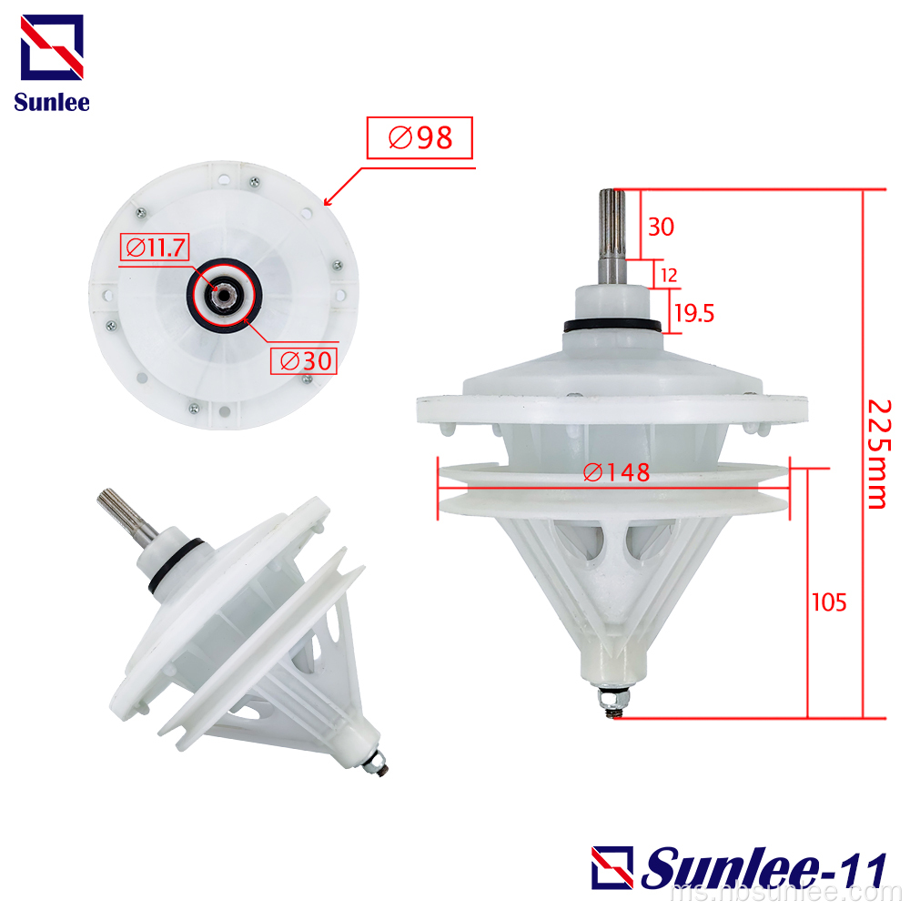 Pengurang kelajuan mesin basuh berkembar 11teeth d12 shaft