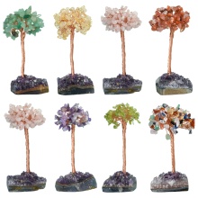Raw Stone Copper Tree Amethyst Cluster Base Ornament