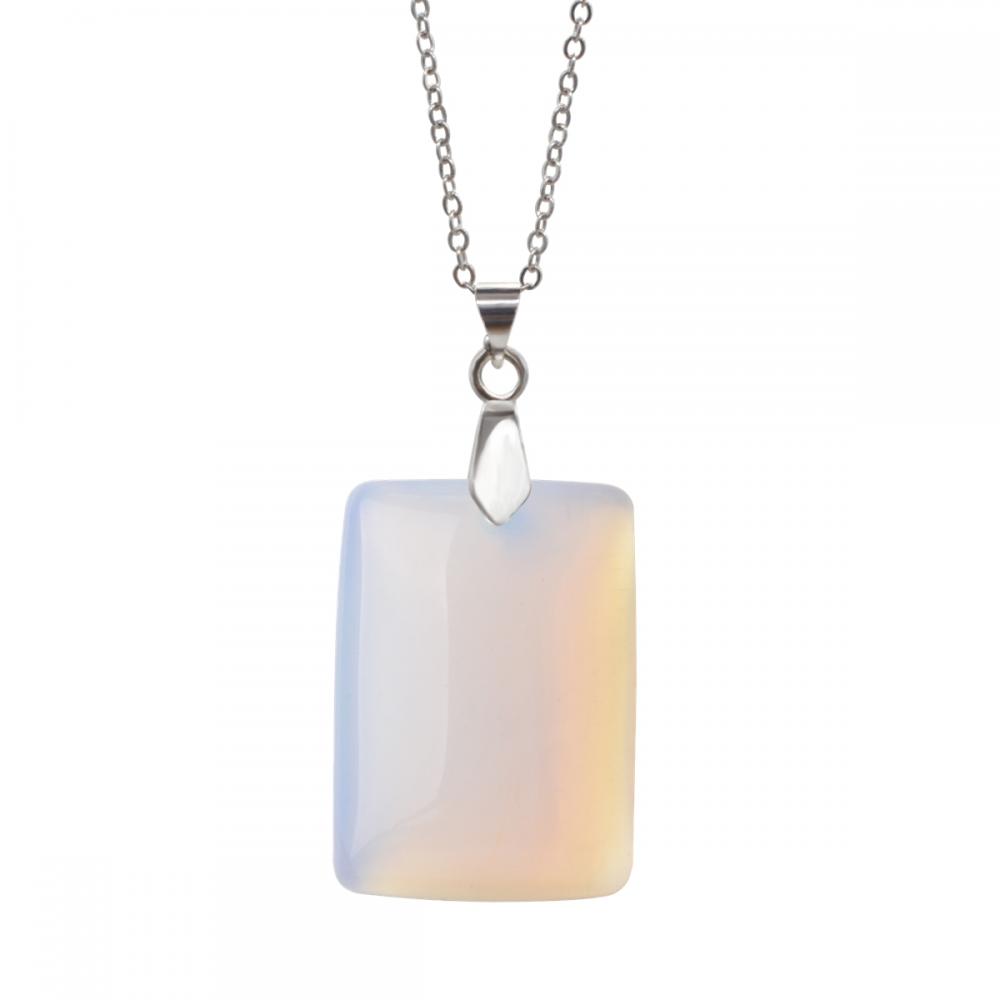 Collier à pendentif en pierres précieuses naturelles Chakra Rectangle