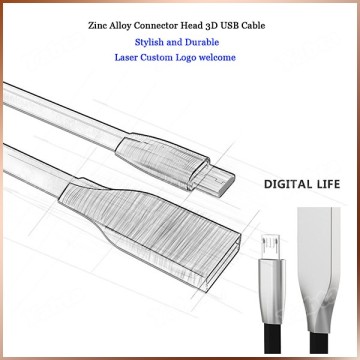 8 Pin Lightn USB Cable For Apple Iphone Diamond 3D Zinc Alloy USB Cable 1M