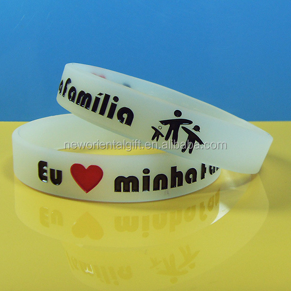 Custom logo transparent silicone bracelets silicone wristbands