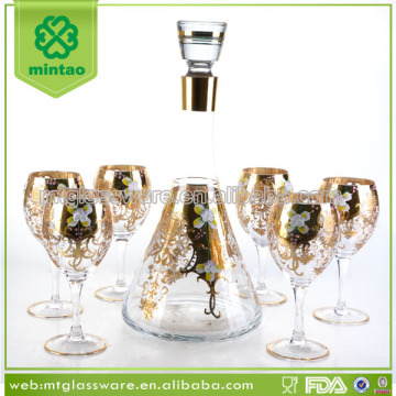set7 elegant decorative golden wine glass sets