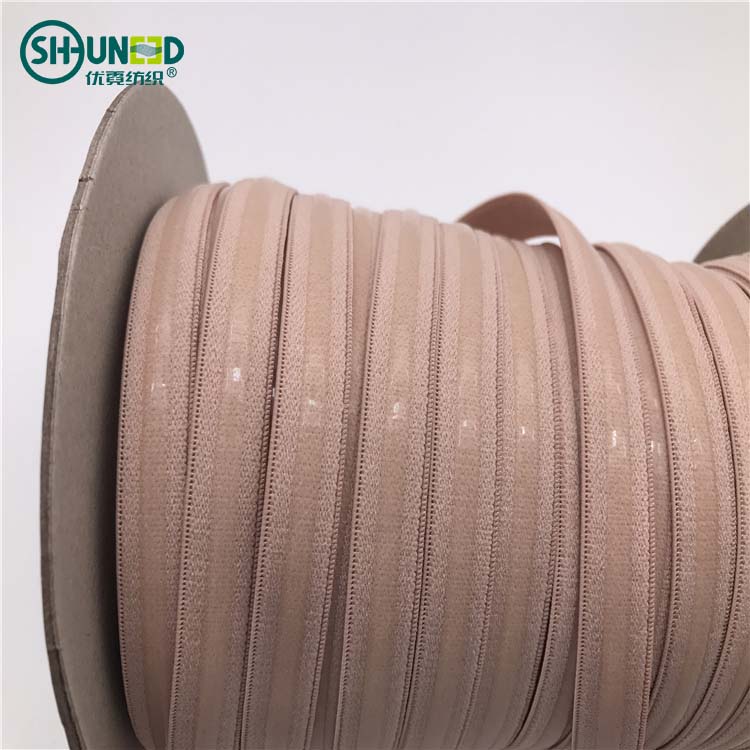 China wholesale customized colorful fashion tpu mobilon tape anti-slip elastic tape silicone drip elastic tape for bra underwear