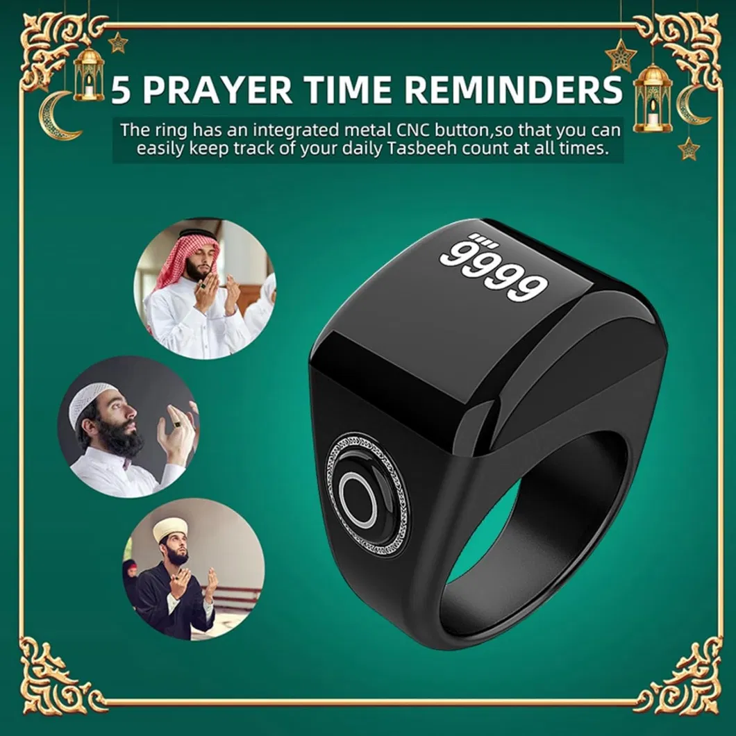 Smart Digital Tasbih Rings - Waterproof Prayer Counter with OLED Screen