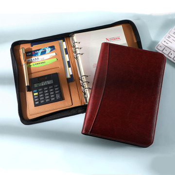 Business Accessories: A5 Zipper Bag, PU Leather, Calculator Notebook, Reusable Smart Notebook, Multifunctional Manager Folder