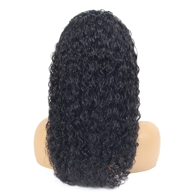 Glueless human hair wigs black, curly virgin human hair lace wigs, 150% density lacefront wig human hair