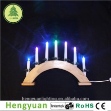 7L GS Natural Color Arched Wooden LED Christmas Candle Bridge Light Decorations