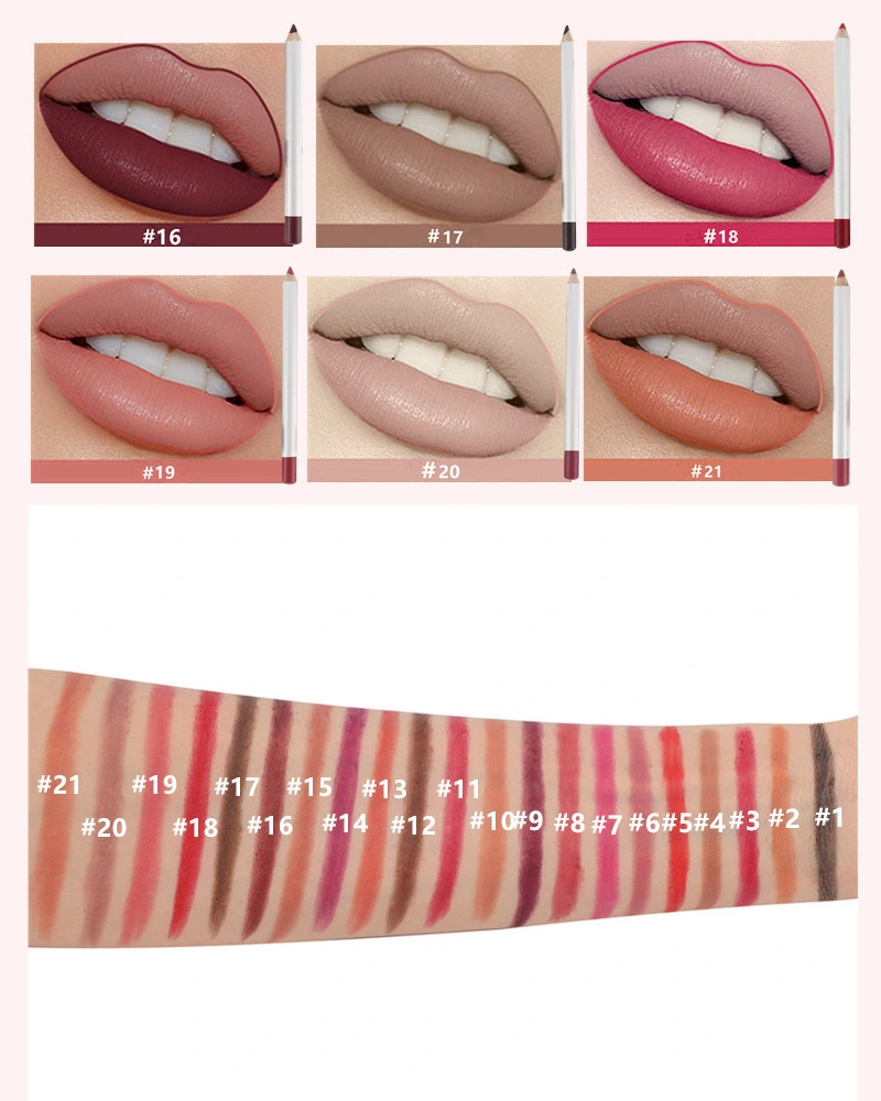 21 Colors Lip Pencils Matte Waterproof Smooth Colorful Lip Liner