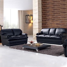Wooden 3-Pieces Leather Cushions Combined Sofa Set