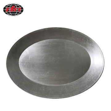 Silver Oval Plastic Charger Plate
