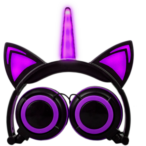 Dibujos animados Unicornio Cat Ear Kids LED Auriculares para niños