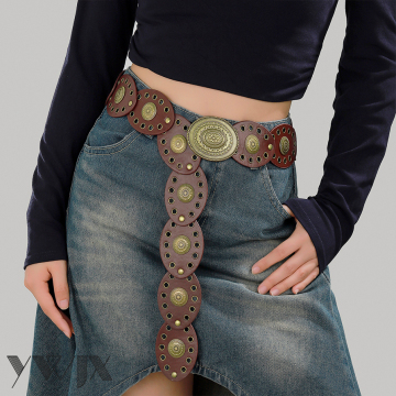 Women's brown leather belt
