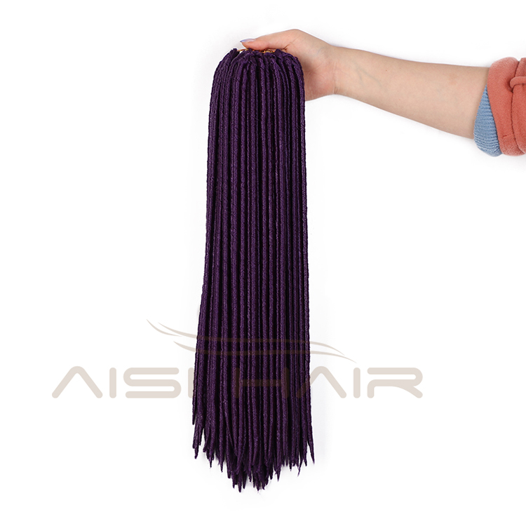 Aisi Hair Wholesale Popular Long Style Heat Resistant Synthetic Purple Color Dreadlocks Braid Hair Extensions For Black Women