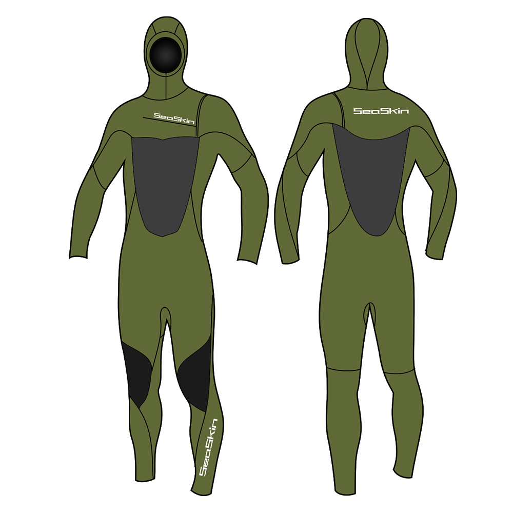 Seaskin 5/4mm Men's Hooded Chest Zip Wetsuit