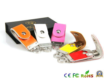 Custom Logo Leather USB Memory Flash Disks for Business Gifts