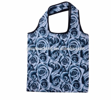 custome logo recycled imprinted polyester tote bag folding