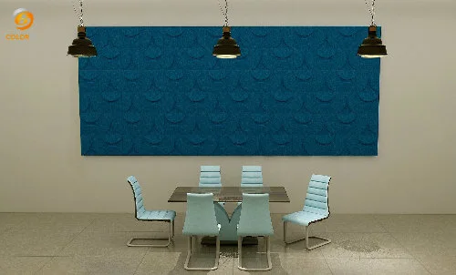 High Quality Embossed Decorative Sound Barrier OEM Polyester Fireproof Wall Covering Noise Reduction Wallpaper Pet Eco-Friendly Acoustic Wall Panel Board