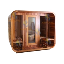 Traditional Outdoor Square Barrel Saunas with Porchs