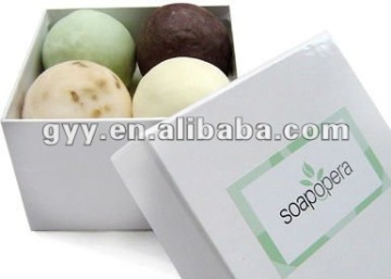 White square lid and base box with customize design for soap packaging