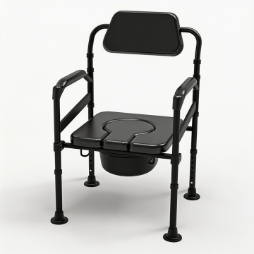 Black Flip-Back Supportive Commode Chair