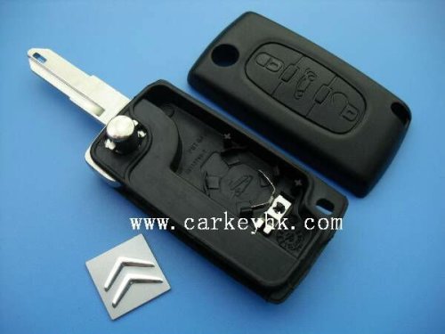 Citroen flip blank key with 3 buttons(Boot) and battery holder