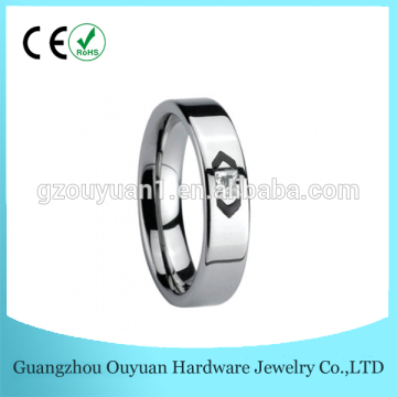 6MM Trendy Laser Silver Man Ring Jewelry Tungsten Carbide Ring Zircon Diamond Engagement Ring Customized