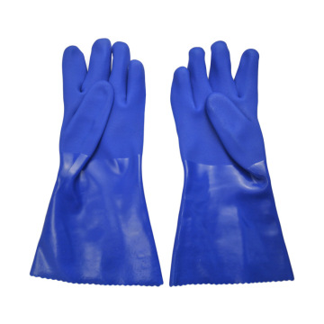 Luvas de PVC azuis com acabamento arenoso impregnado de 35cm