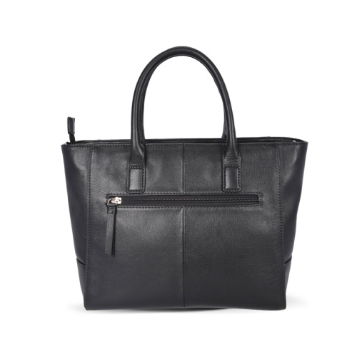 Grand sac fourre-tout ouvert en cuir noir