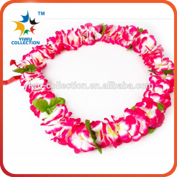 Colorful hawaiian lei polyester flower lei party decoration artificial flower wreath flower lei