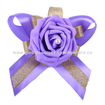 Hot-selling Purple Artificial Rose Bracelets for Bride, Suitable for Wedding and Engagements