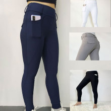 Nouvo pantalon Equestrian ak pòch pou dam 4 koulè