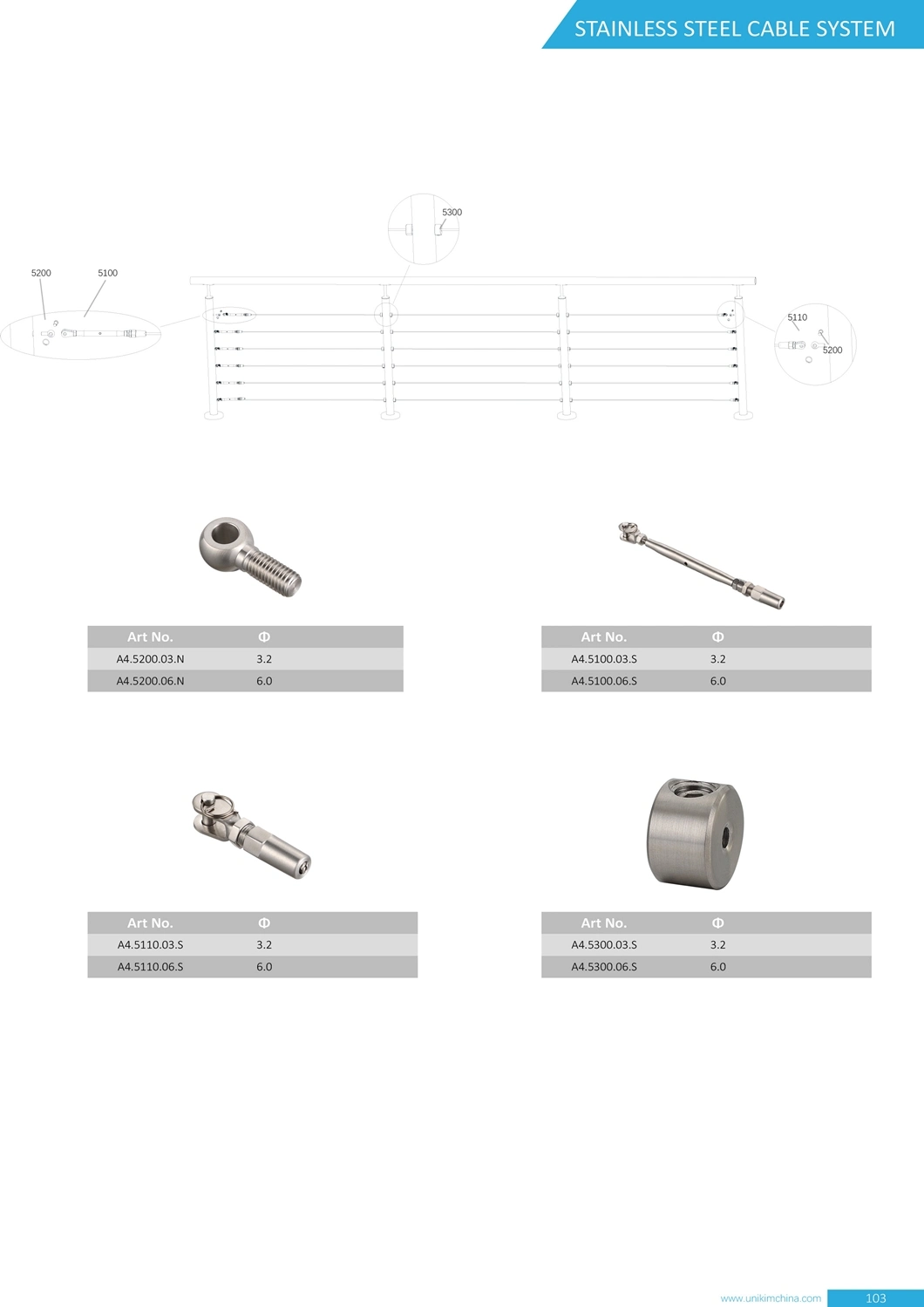 Stainless Steel Cable Railing Fitting for Wire Rope System