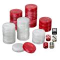 Backgammon Playing Pieces Tournoi Tournoi 40 x 10 mm rouge et blanc incl. Dé