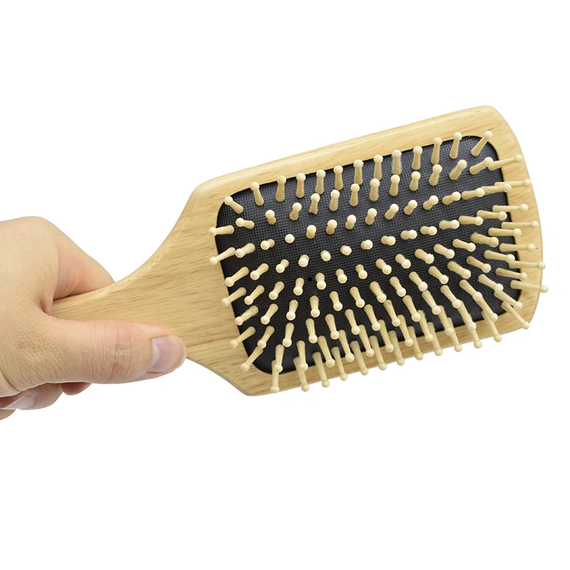 Custom Logo Wood Color Wooden Paddle Hair Brush Wholesale