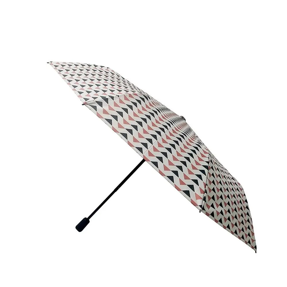 Triangular Pattern Pongee Fabric Manual Open Three -Folding Umbrella with Customized