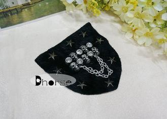 cool Stylish Black Beaded Appliques For Clothing With Skull