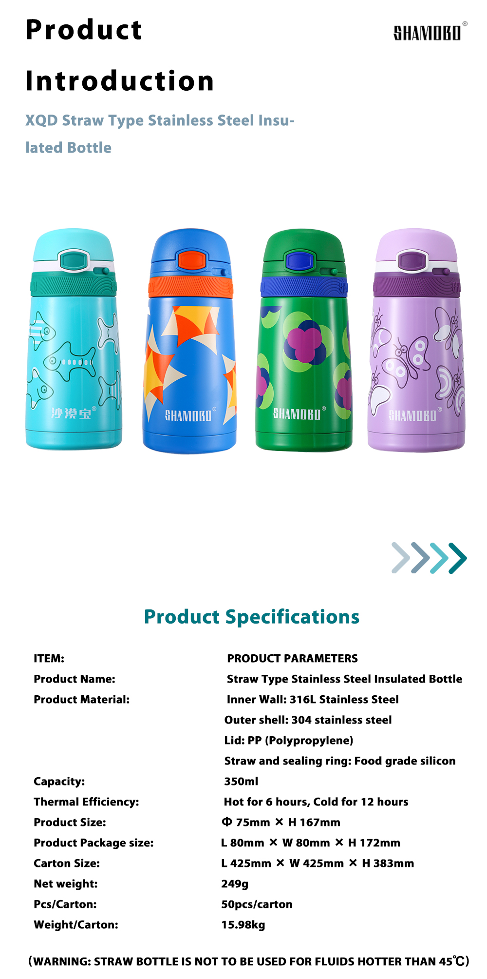 زجاجة معزولة من الفولاذ المقاوم للصدأ من نوع XQD ×2 XQD Straw Type Stainless Steel Insulated Bottle x2