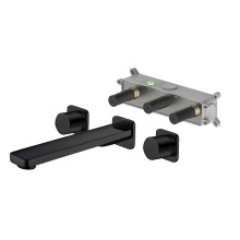brass wall mount faucet Matte Black 3 Hole Wall Mount Bathroom Faucets Factory