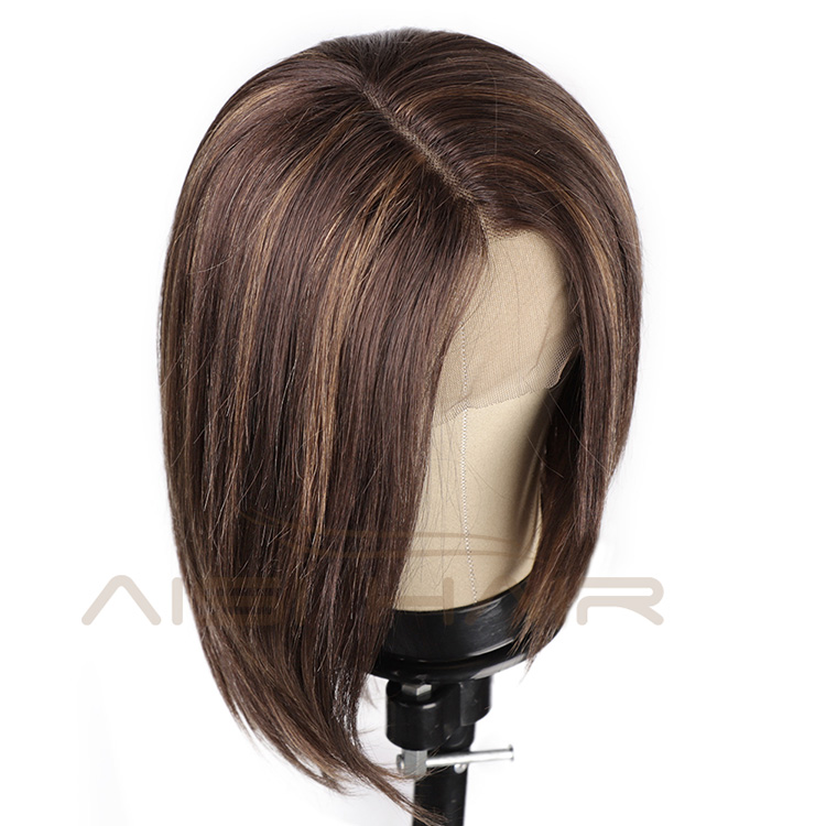 Aisi Hair Wholesale Medium Long Mixed Brown Swiss Lace Wig Natural Straight Brazilian Human Hair Lace Front Wigs For Black Women