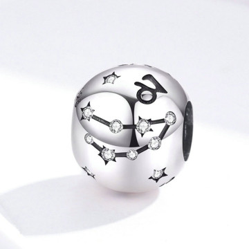 Wholesale 925 Sterling Silver Zodiac Sign Charms with Zircon Beads for Bracelet Jewelry Making