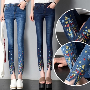 Jeans Female Summer Style Fashion Embroidery Patches