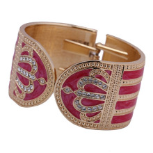 Fashion Stainless Steel Pink Crystal Crown Wide Bracelet