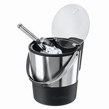Stainless Steel Ice Bucket with Attractive Dispenser in Sleek, Smart Pair of Tongs for Clean