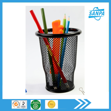 2015 Hot Hangzhou Metal Mesh Drum Shape Pen Holder Pen Stand