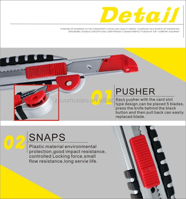 Υψηλής ποιότητας Sharp 18mm Blade Cutter Knife Safety Knife με 5 τμχ SK5 Blade OEM Support