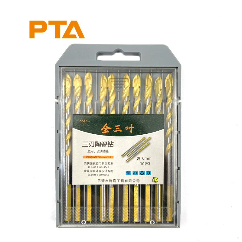 Triangle Shank Multi Purpose 3 Cutting Edge Construction Drill Bits for Glass Ceramic Porcelain Tile