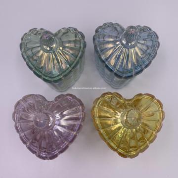 Heart shaped glass candy jar with lid