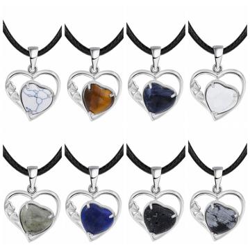 Snowflake Love Heart Birthstone Pendant Gemstone Necklaces for Women